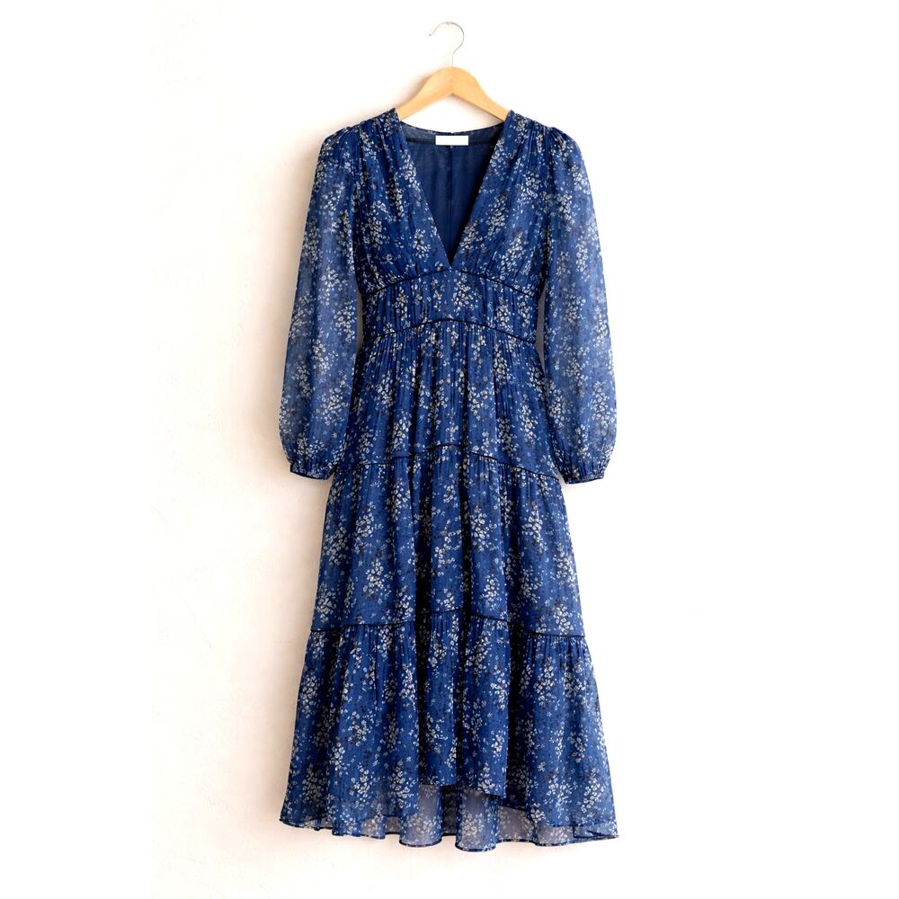 Ulla Johnson 2 Joan $479 Silk Cotton Puff Sleeve Midi Dress Cottagecore Coquette - Picture 3 of 12